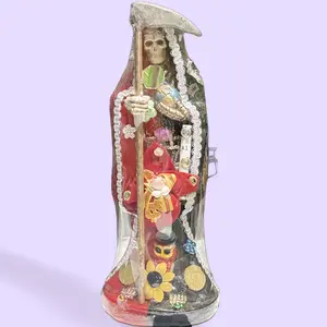 12-in Santa Muerte Statue, Red and Black Home Decor Ornaments for Protection and Energy Reversal