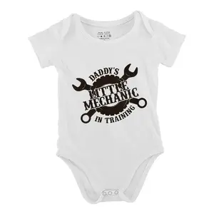 Daddy's Little Mechanic In Training Baby Bodysuit Funny Babys Short Sleeve Onesies Romper for Infant Newborn Boys Girls Soft Casual Outfit with Snap Closures for Easy Diaper Change