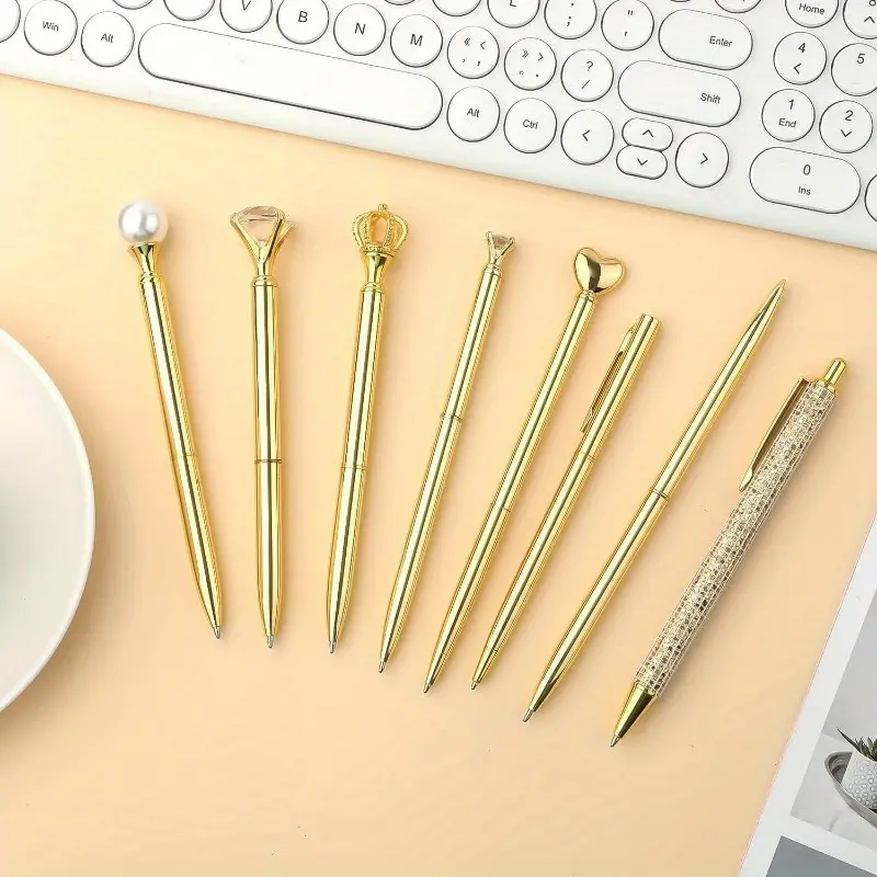 8pcs office metal personalized ballpoint pen set, wedding desk, multi-purpose crystal writing supplies