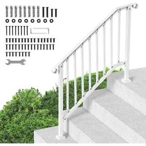 VEVOR Handrails for Outdoor Steps, 3-4 Step Stair Hand Rail Kit, Transitional Iron Railings with Installation Kit, Stair Rails for Seniors, Concrete Steps Porch Deck, Black Retro ArchVEVOR Super Brand Day
