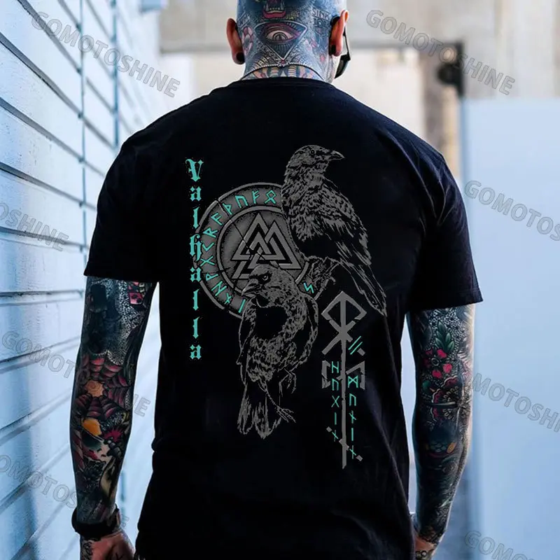 VALHALLA Runes Crow Print Men's T-ShirtUnisexTshirt  VintageTee