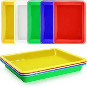 Weoxpr 5 Pack Multicolor Plastic Art Trays - Activity Tray Crafts Organizer Tray Serving Tray for School Home Art and Crafts, DIY Projects, Painting, Beads, Organizing Supply