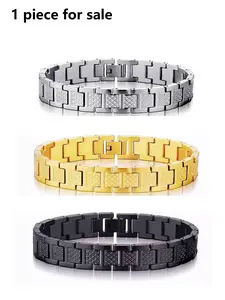 Men's Stainless Steel Bracelet, Heavy Wide Link Bracelet for Men's Birthday Gift, Casual Style Wearable Accessory, Elegant Jewelry Bracelet, Trendy Jewelry