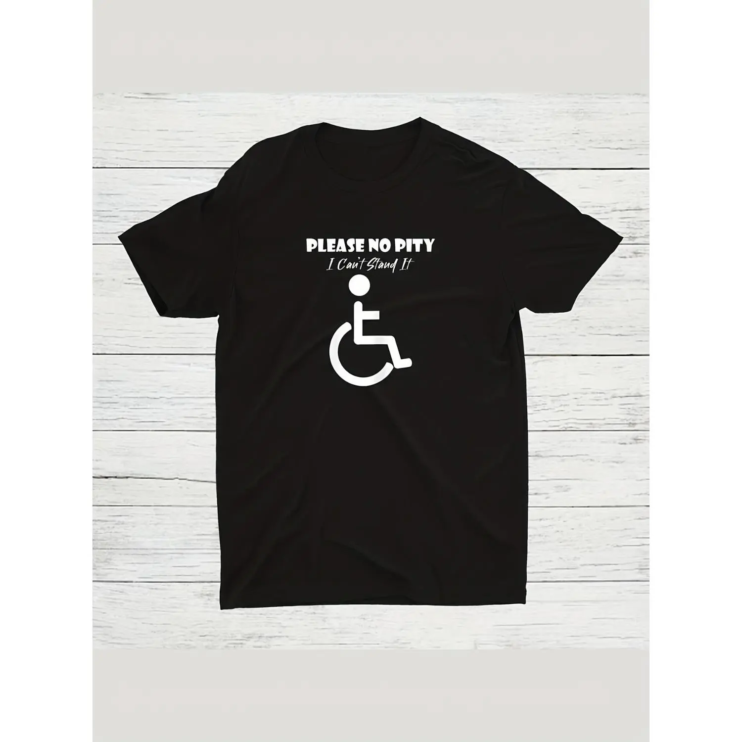 Unisex Humorous Graphic T-Shirt with 'Please No Pity' Slogan, Casual Short Sleeve Crewneck Top in a Breathable Cotton Blend