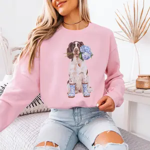 Floral Springer T-Shirt / Sweatshirt / Hoodie, Springer Toile shirt , Chinoiserie Springer Lover Gift, Coquette Springer Teacher , Dog Mom Mothers Day Cotton Fabric