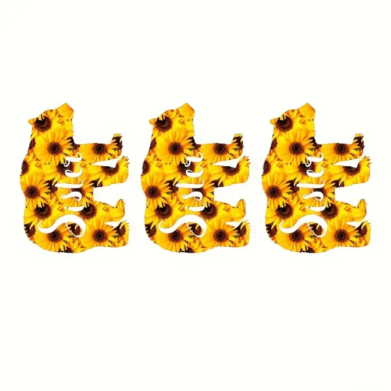 3-Pack Sunflower Bear Iron-On Patches, Washable DIY Decorative Stickers, Suitable for Clothing, T-shirts, Masks, Jeans, and Backpacks. High-Quality and Durable DIY Apparel Embroidered Patches, Sunflower Bear Theme,