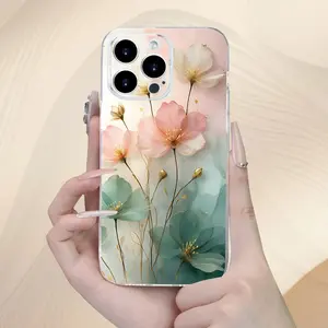 Floral Pattern Transparent Soft Case, Protective Anti-Drop Phone Cover for iPhone Models, Trendy Fall Fashion for Men & Women, Perfect Gift