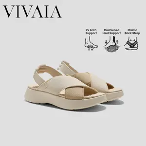 VIVAIA Arch Support Sport Sandals, Wide Feet Friendly Cushioned Travel Sandals, Footbed & Ultra Lightweight Rocker Sole for All day Wear Walking & Strolls, Elastic Strap, Platform Sandals, Summer Walker Sandals (Kara 1.0 & Kara 2.0 & Kamber)