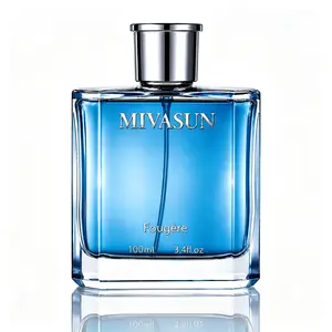 MIVASUN Blue Essence Luxe Men's Cologne - 3.4 fl oz Crystal Glass Bottle, Fresh Romantic Fragrance with Lemon, Warm Amber, Woody Notes, Musk, Sunshine, Blue Ocean, Long-Lasting for Everyday Wear