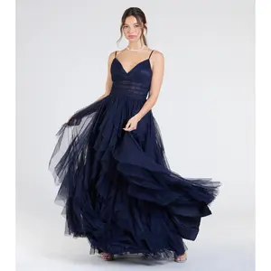 Indiana V-Neck Corset Ruffle A-Line Formal Dress
