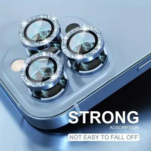 Fashion Blue Glitter Phone Lens Film, Camera Lens Protection for iPhone Series, Holiday Gift Party Present, Practical Gift Choice