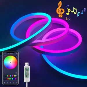 1PC USB RGBIC Neon LED Strip Lights | Bluetooth APP Control Music Sync | Waterproof Flexible Tape for Gaming Room Party Decor Rhythm Rgb Light Led Lights Strips