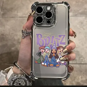 Anime Fashion Cute Bratz Doll Phone Case for iPhone 17 16 15 14 13 12 11 Pro Max Plus, Shockproof Transparent Soft Back