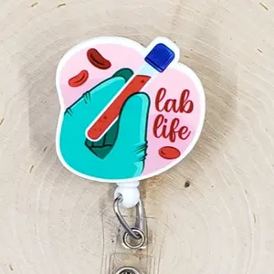 Lab Life Retractable ID Badge Reel | Test Tube Science Scientist Lab Tech Technician Microscope Beaker DNA Petri Dish | Teacher Nurse MD Doctor Medical Hospital Healthcare Badge Holder