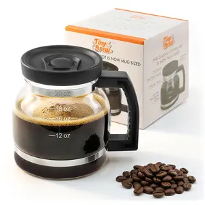 Tiny Brew Coffee Mug – 20oz Borosilicate Glass Diner Pot Mug with Spill-Proof Lid – Funny Novelty Gift for Coffee Lovers, Dads, Office, Travel & More