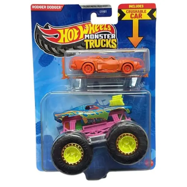 Mattel - Hot Wheels Monster Truck & Car - RODGER DODGER & CRUSHED COUPE - SPEED BUMP [JJT65]