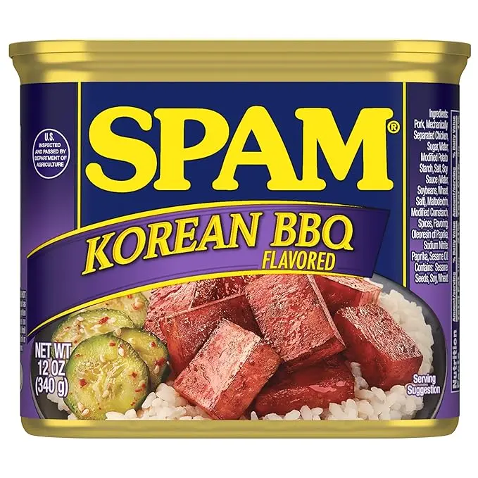 SPAM Korean BBQ Flavored Canned Pork Meat - 12 oz, Bold Savory Flavor with Paprika, Maltodextrin, Soybeans, Room Temp Storage, Youth-Friendly Instant Pantry Food (Ingredients: Pork)