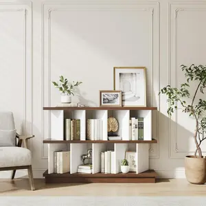 8 Cube Storage Shelf Organizer Open Cube Bookshelf with 10 Removable Back Panels Display Storage Bookcase for Living Room Bedroom Entrance Hall Home Office Easy Assembly Walnut