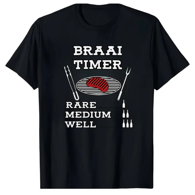 100% Premium Cotton graphic tees Braai Timer African BBQ Funny Family T-Shirt
