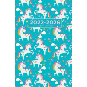 2022-2026 Small Five Year Monthly Planner | Magical Unicorns: 60 Month Calendar, Agenda, Organizer Notebook (US Federal Holidays, Moon Phases, Vision Board - 5 Years) Hardcover – Organizer, October 23, 2021
