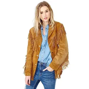 Traditional Cowgirl Western Suede Leather Jacket, Native American Fringe Jacket