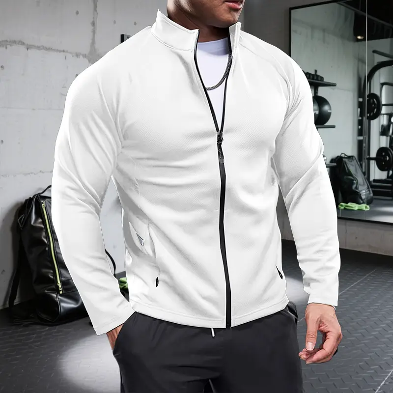 Men's Lightweight Stand-Collar Zip-Up Athletic Jacket - Outdoor/Indoor Gym Workout Outer Layer, Suitable for Morning Walks