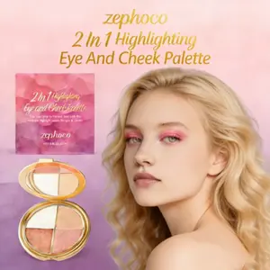 zephoco 2 In 1 Highlighting Eye And Cheek Palette, Diamond Shimmer Eye & Cheek Dual-Use, Silky Smooth Brightening Contouring Makeup Palette