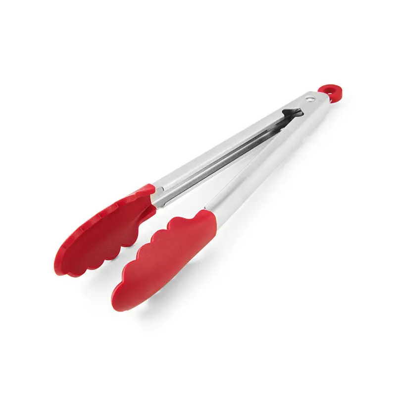 KitchenAid Silicone-and-Stainless Steel Tip Cooking Tongs Set - Silver & Red Food Grade Silicone Kitchen Utensils, 1.38x10.83in, 10.83in Length, Dishwasher Safe for Everyday Use, Cooking Tongs Food Grade Silicone