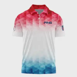 Golf 124th U S Open Pinehurst Polo Shirt Graphic Blue Red Print, Clean Lines, Minimalist Look, All-Day Comfort, Zero Compromise