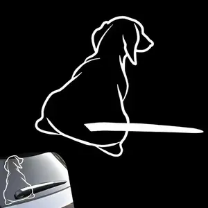 Car Window Sticker, Cute Dog Wagging Tail Vehicle Rear Wiper Windshield Decal, Self-Adhesive Waterproof Funny Dog Moving Tail Sticker, Universal for Most Cars (Style 2)