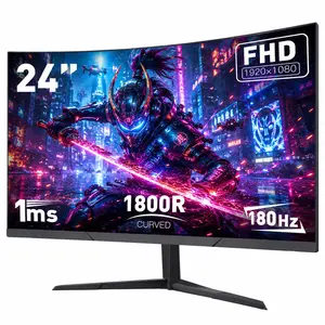 24” Slightly Curved FHD IPS Gaming Monitor, 180Hz,1ms, AMD FreeSync, Borderless, Speakers, HDMI DP, Works Perfectly for PC PS5 Xbox Esports Gaming