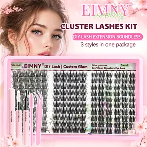 Lash Extension Kit, 8-16mm Mixed Lengths, Fluffy D Curl Lashes, Reusable and Easy to Use, Perfect for Beginners, Eyelash Extensions Set