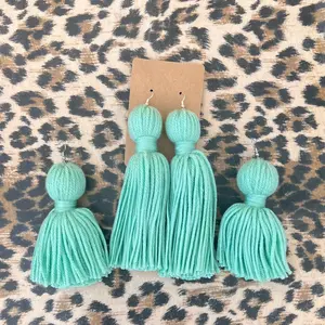 Teal Tassel Earrings