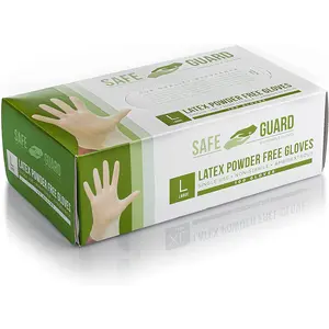 SAFEGUARD Latex Powder Free Gloves, Large, 100 Count (Pack of 1),White ESKO Direct