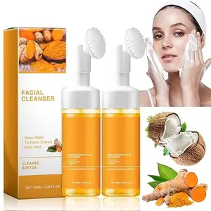 TURMERIC&KOJIC 100ml Turmeric + Kojic Acid Foaming Facial CleanserSilicone Brush Cleansing Skincare was summervibes