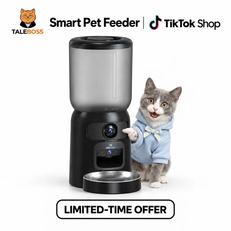 TaleBoss 5L Smart Automatic Cat Feeder - App-Controlled Pet Food Dispenser with Camera, Interactive Toy for Bored Indoor Cats & Kittens, App Control