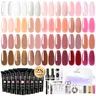 ROSALIND Poly Nail Gel Kit Clear Nude Brown Poly Nail Gel Kit with U V Light Long Lasting Poly Nail Gel Starter Kit For All Seasons Beginner DIY at Home Glitter Manicure