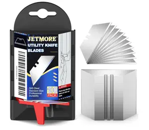 100 Pack Utility Knife Blades, Box Cutter Blades with Dispenser, SK5 High Carbon Steel Heavy Duty Utility Knife Replacement Blades, Standard Size Sharp Blade for Most Box Cutter