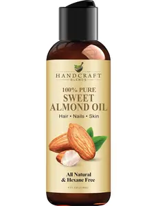 Handcraft Blends Sweet Almond Oil - 4 Fl Oz - 100% Pure and Natural - Premium Grade Carrier Oil for Skin and Hair - Hair and Body - Massage - Hexane-Free