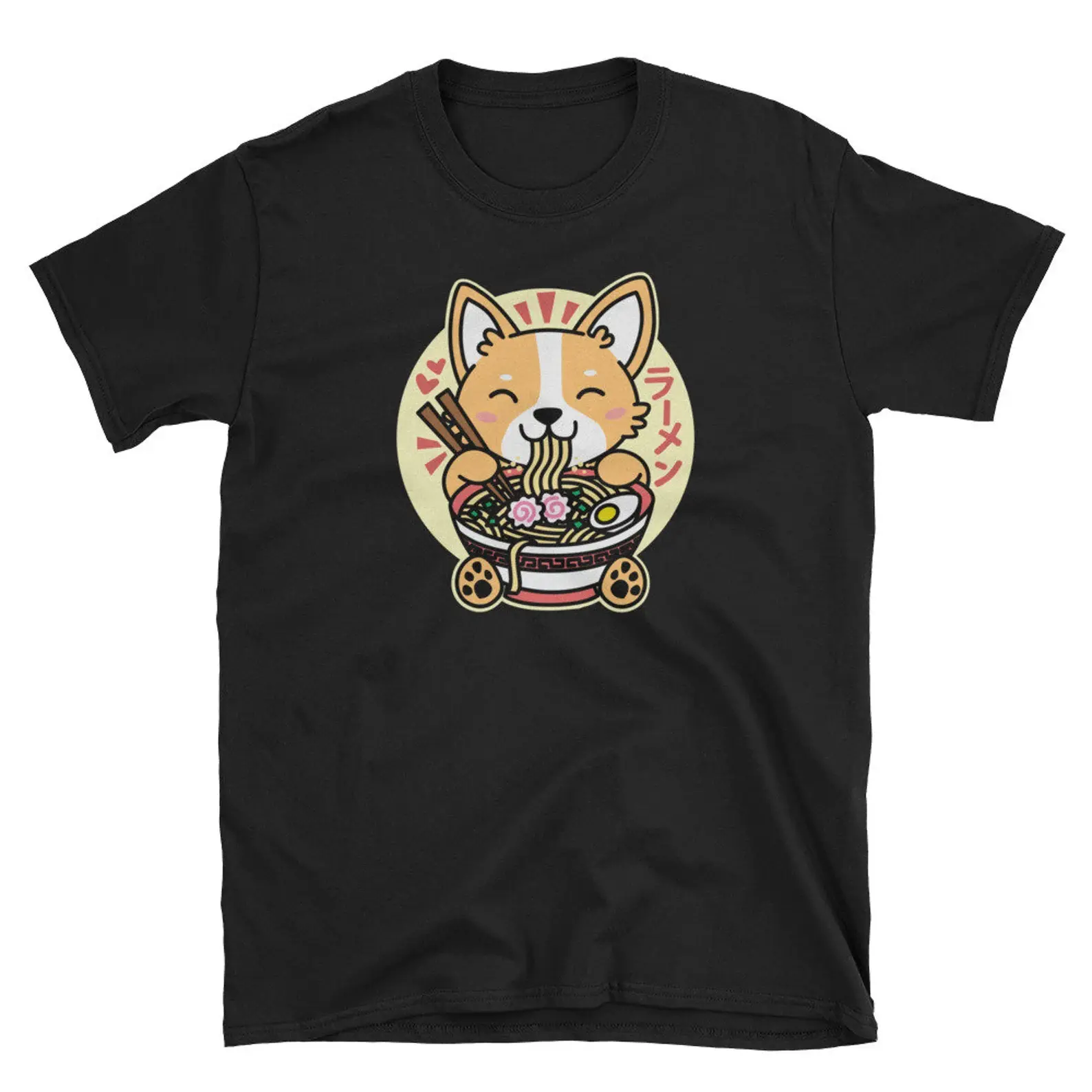 Kawaii Corgi Ramen T-Shirt, Cute Anime Dog Japanese Noodles