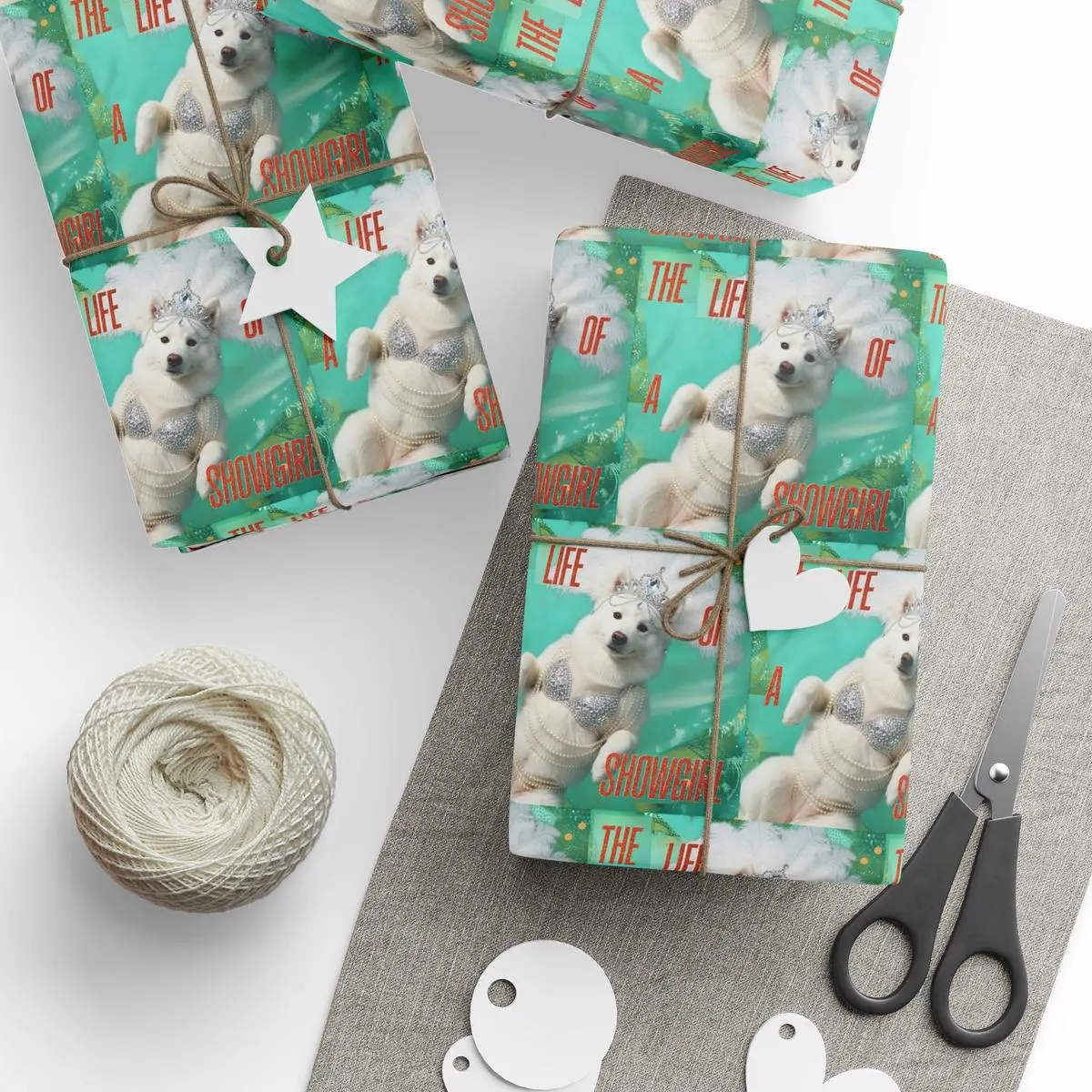 Samoyed Wrapping Paper - Animal Wrapping Paper, Festival Holiday Gift Wrap, Funny Meme Christmas Music Album Cover Wrapping, Xmas Gift Wrap Paper for Fan Family Friends, Wrapping Paper trend
