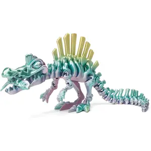 3D Printed Dinosaur, 3D Printed Animals Dragon Fidget Toy Adult Desk, Poseable Dino Skeletons with Articulated Joints, Easter Basket Stuffers, Home Decor, Stress Relief Toy for Autism (Spinosaurus)