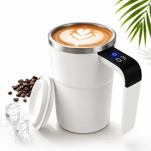 2026 New Electric Self-stirring Coffee Mug Magnetic Stirring Cup Rechargeable Automatic Mixing Cup w/LCD Thermometer for Brewing Coffee, Milk, Cocoa