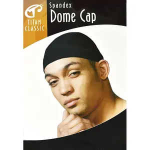 TITAN Soft Spandex Dome Cap - Ultra-Stretch Breathable Dome Shape Cap for Men, Lightweight Secure Base for Waves, Daily Wear Hair Accessory, Black