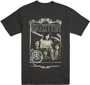Led Zeppelin Men's 1969 Band Photo T-Shirt Black Cotton Menswear Soft Top
