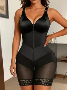 1 Count Women's Waist Double High Compression Bodysuit, Fajas, Elasticty V-Shaped Waist Cinching and Butt Lifting Body Shaper, Colombian Shapewear, Comfortable Breathable Jumpsuit with Adjust Thin Shoulder Straps, Suitable for Daily & Office Wear