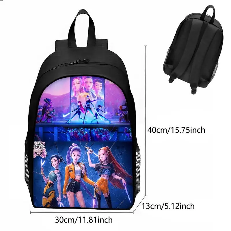 New cartoon anime 3D cool Neon Demon Squad printed backpack, large capacity, lightweight and durable student campus sports backpack