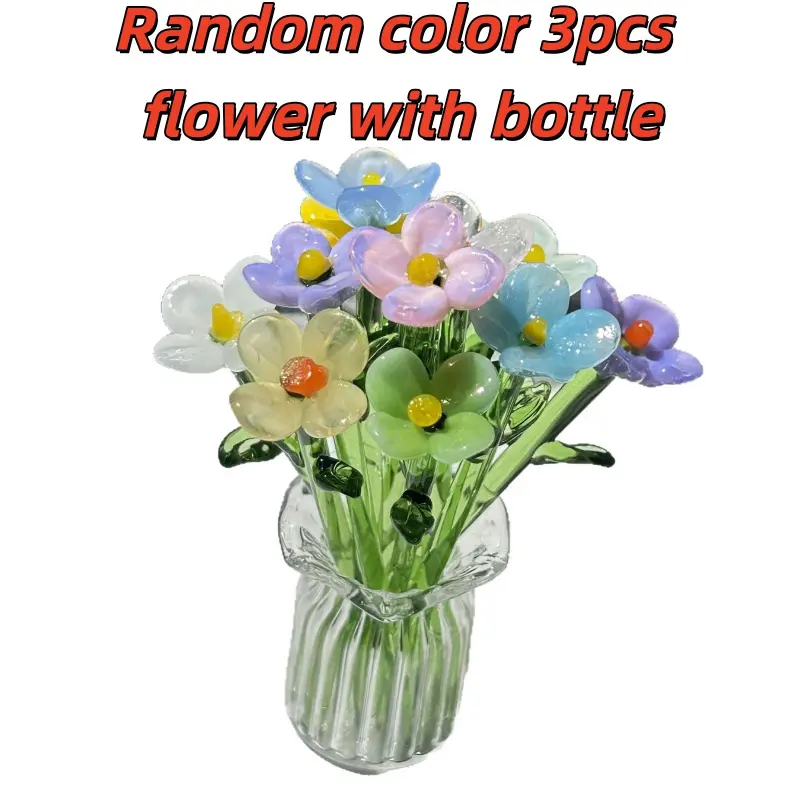 Random 3 flowers with vase