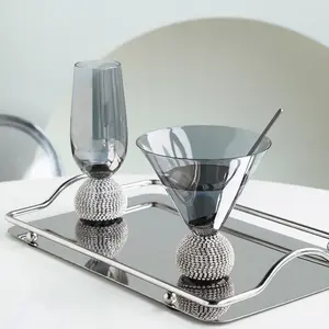Gray Crystal Diamond-Patterned Glasses - Perfect for Cocktails, Chic Home Bar & High-End Party Drinks