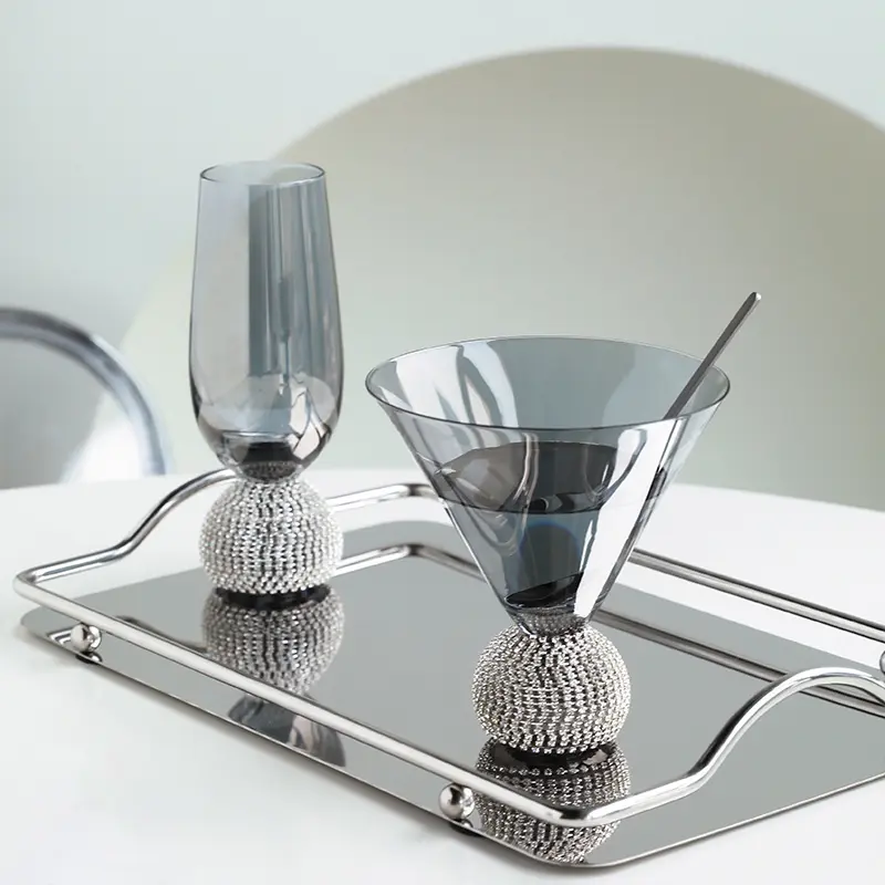 Gray Crystal Diamond-Patterned Glasses - Perfect for Cocktails, Chic Home Bar & High-End Party Drinks